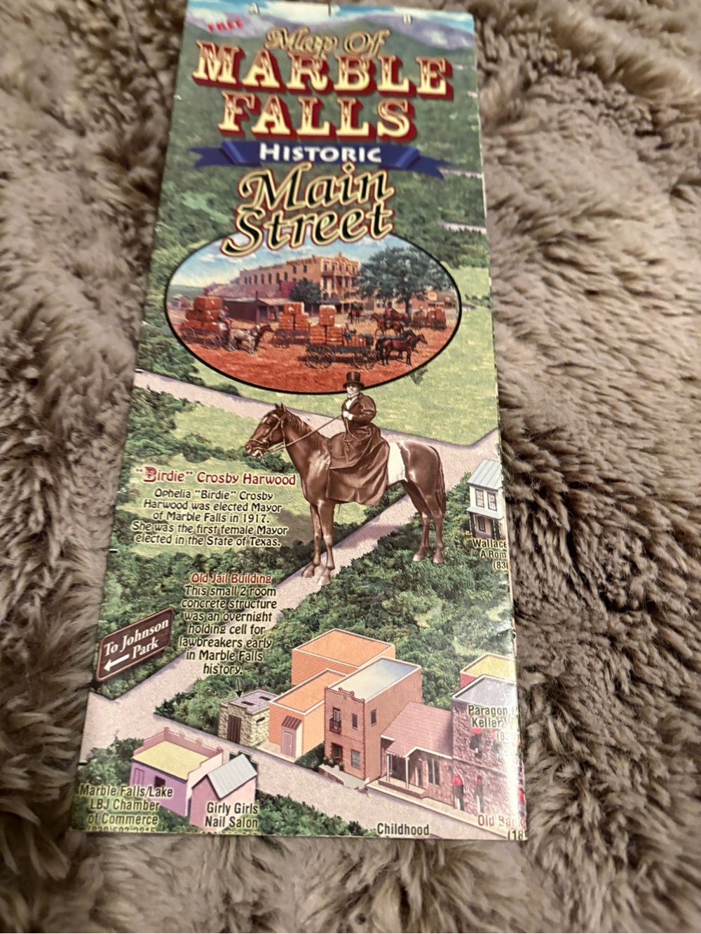 Map of Marble Falls Historic Main Street - Vintage Style Brochure (Green, Brown)